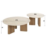 Dexter salontafel set van 2 rechthoekige poot - mdf/keramiek travertine