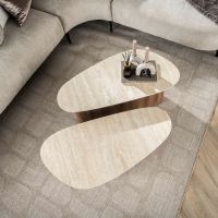 Fraaai Dexter salontafel set van 2 driehoekige poot - mdf/keramiek travertine