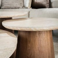 Dexter salontafel set van 3 tapse poot - mdf/keramiek travertine