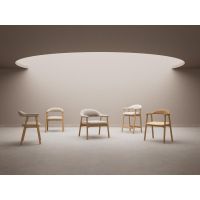 Lykke armstoel | naturel oak onderstel | stof Danny - beige