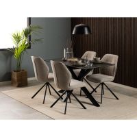 Nøra Mysa draaibare eetkamerstoel | zwart metaal onderstel | stof Monza - beige