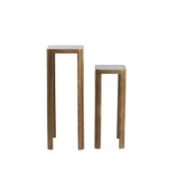 Light & Living Oxe pilaar set van 2 - antiek brons/smoked glas