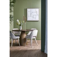 Palmira eettafel ø120x76 cm hout - bruin+mat beige