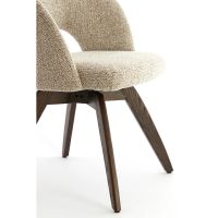 Flen eetkamerstoel hout - donkerbruin+crème bruin