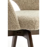 Flen eetkamerstoel hout - donkerbruin+crème bruin