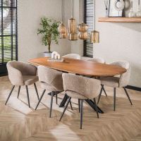 Estes eettafel 180 cm ovale massief mango - zand