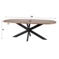 Estes eettafel 180 cm ovale massief mango - zand