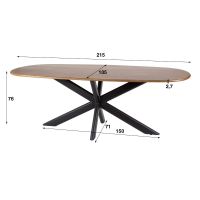 Estes eettafel 180 cm ovale massief mango - zand