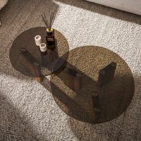 Fraaai Caruso salontafel rond set van 2 - brons glas