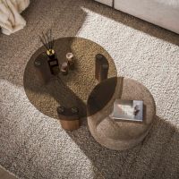 Fraaai Caruso salontafel met poef set van 2 - brons glas