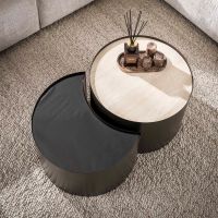 Fraaai Garth salontafel half moon set van 2 - 3D keramiek travertin