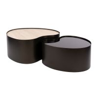 Fraaai Garth salontafel organisch set van 2 - 3D keramiek travertin