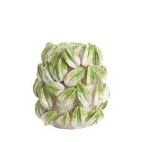 Carambola vaas keramiek 32x31,5x36,5 cm - crème/groen