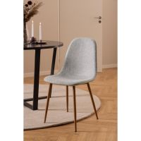 Nøra Oda eetkamerstoel | naturel oak onderstel | stof Nesia - lichtgrijs