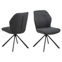 Nøra Mysa draaibare eetkamerstoel | zwart metaal onderstel | stof Basel - donkergrijs