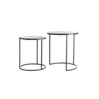 Light & Living Talca bijzettafel set van 2 Ø41x46+Ø49x52 cm - donkerbruin