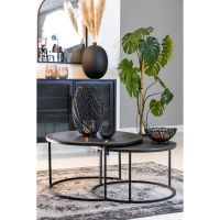 Talca salontafel set van 2 Ø67,5x39,5+Ø75x45 cm - zwart