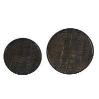 Doba bijzettafel hout set van 2 - antiek mat zwart