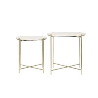 Besot ronde bijzettafels set van 2 - marmer bruin/goud