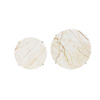 Besot ronde bijzettafels set van 2 - marmer bruin/goud