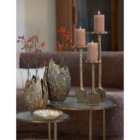 Ferati ronde bijzettafels set van 2 - glas helder/goud