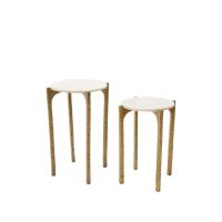 Kanae bijzettafel set van 2 - travert zand/antiek brons