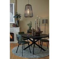 Sjors rond vloerkleed ø200 - olijfgroen/lichtgrijs