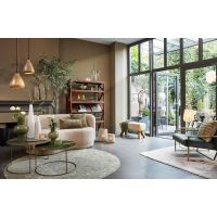 Sjors rond vloerkleed ø200 - olijfgroen/lichtgrijs