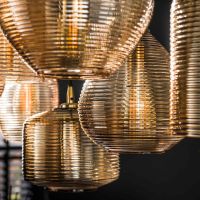 Ruby hanglamp gestreept glas 7L - amberkleurig