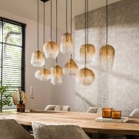 Summer hanglamp 5+4 dot patroon - amberkleurig glas