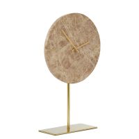 Light & Living Moreno klok op voet - marmer bruin