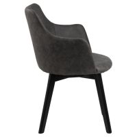 Nøra Freja armstoel | zwart metaal onderstel | stof Preston - antraciet