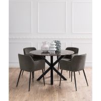 Nøra Lima armstoel | zwart metaal onderstel | stof Danny - donkergrijs