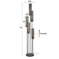 Randall vloerlamp 5L getrapt tube mesh - artic zwart