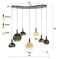 Amira hanglamp 4+3-lichts - sienna bruin