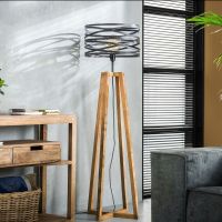 Lewis vloerlamp twist houten kruisframe - grijs