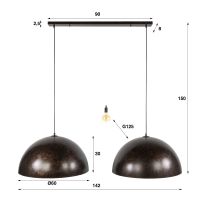 Fraaai Frans hanglamp 2-lichts Ø60 cm - bruin
