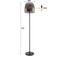 Ariana vloerlamp 1L drift glas - smoke grijs