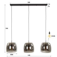 Ariana hanglamp 3L drift glas - smoke grijs