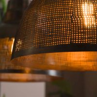 Zoe hanglamp 2xø38 screen - brons antiek