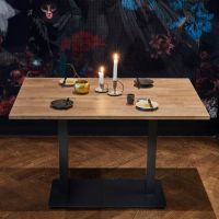 Bistro dubbele vierkant buisvoet metaal 72x80x40 cm - zwart