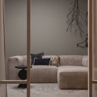 Woood Bean chaise loungue rechts grove ribstof - travertin