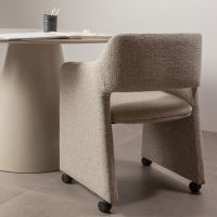 Lyric eetkamerstoel met wielen - greige