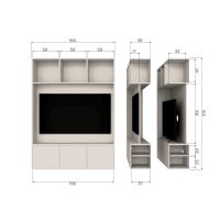 Meggy tv opbergkast 160 cm - grenen dust