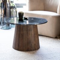 Eleonora Bijzettafel Maxim rond - Ø60x40 cm - mango hout/marmer