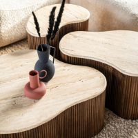 Eleonora Organische salontafel Mari - 83x72x34 cm - Mango hout & travertin