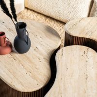 Eleonora Organische salontafel Mari - 83x72x34 cm - Mango hout & travertin