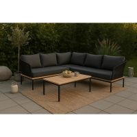 Svea Omarion loungest met hoekbank en tafel - zwart