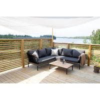 Svea Omarion loungest met hoekbank en tafel - zwart