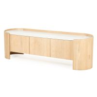 Don tv-meubel 165 cm - naturel hout/marmer